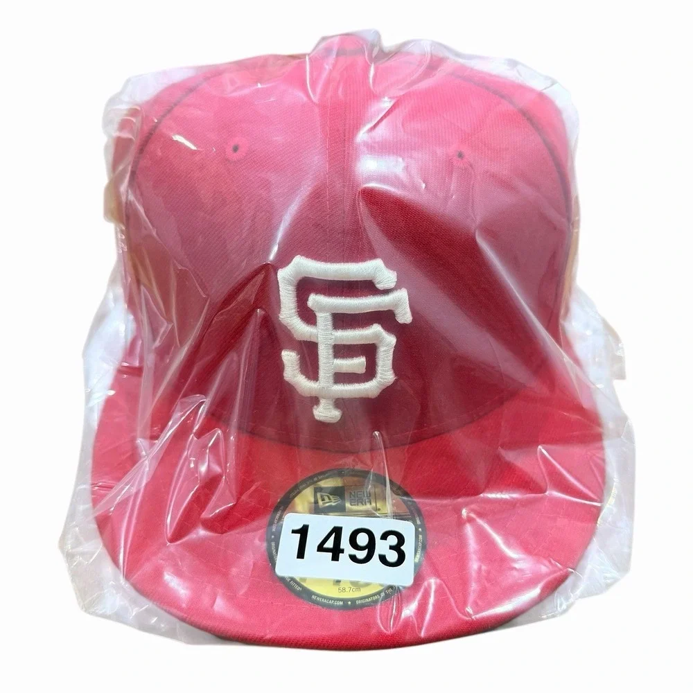 New Era‎ 59FIFTY San Francisco Giants Red Fitted Hat White SF Logo MLB Cap 7 3/8